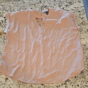 Women's Blush Pink Short Sleeve Keyhole Top